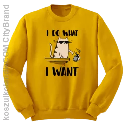 I do what I want Cat with glasses - bluza męska bez kaptura standard żółta