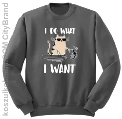 I do what I want Cat with glasses - bluza męska bez kaptura standard szara