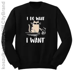 I do what I want Cat with glasses - bluza męska bez kaptura standard czarna