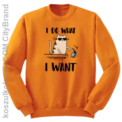 I do what I want Cat with glasses - bluza męska bez kaptura standard  pomarańczowa