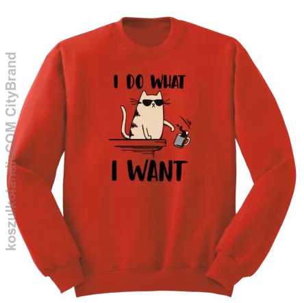 I do what I want Cat with glasses - bluza męska bez kaptura standard czerwona