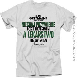 Niechaj pożywienie będzie lekarstwem a lekarstwo pożywieniem - koszulka męska biała