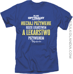 Niechaj pożywienie będzie lekarstwem a lekarstwo pożywieniem - koszulka męska niebieska