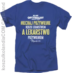 Niechaj pożywienie będzie lekarstwem a lekarstwo pożywieniem - koszulka męska niebieska