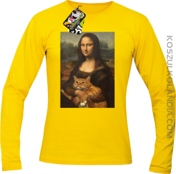 Mona Lisa z kotem - Longsleeve męski żółty 