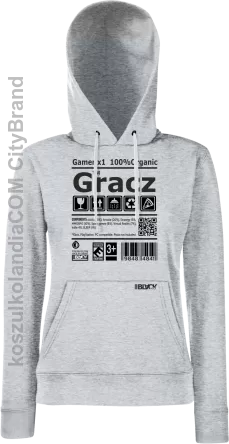 Gracz GAMER - bluza z kapturem damska melanż 