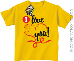 I LOVE YOU - RETRO - Koszulka Dziecięca - Żółty
