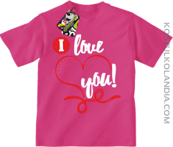 I LOVE YOU - RETRO - Koszulka Dziecięca - Fuksja Róż