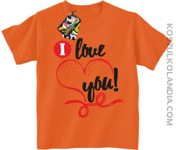 I LOVE YOU - RETRO - Koszulka Dziecięca - Pomarańczowy