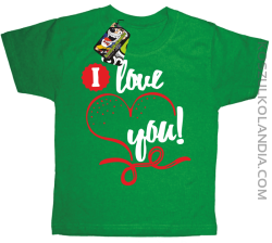 I LOVE YOU - RETRO - Koszulka Dziecięca - Zielony