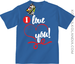 I LOVE YOU - RETRO - Koszulka Dziecięca - Niebieski