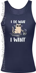 I do what I want Cat with glasses - top damski granatowy