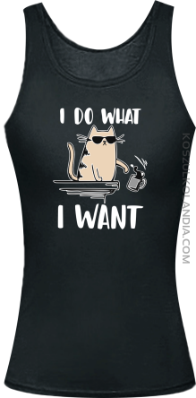 I do what I want Cat with glasses - top damski czarny