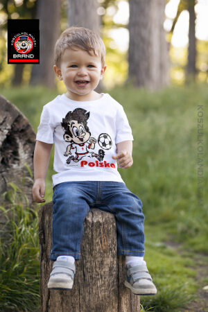 ANIMOWANY Chłopczyk POLSKA GOLA + możliwość dodruku imienia i cyfry na tyle koszulki  - Koszulka dziecięca