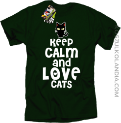 Keep calm and Love Cats Czarny Kot Filuś - Koszulka męska butelkowa 