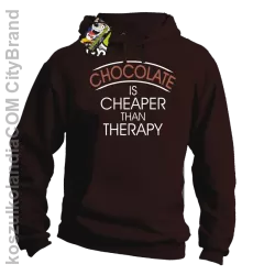 Chocolate is cheaper than therapy - Bluza męska z kapturem brąz 