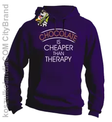 Chocolate is cheaper than therapy - Bluza męska z kapturem fiolet 