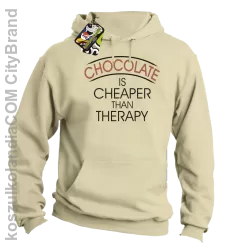 Chocolate is cheaper than therapy - Bluza męska z kapturem beżowa 