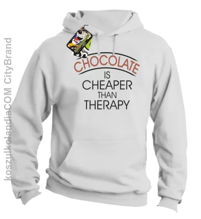 Chocolate is cheaper than therapy - Bluza męska z kapturem biała 