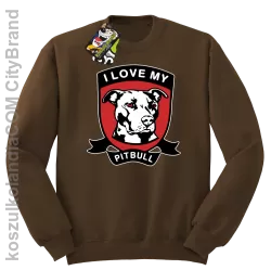 I Love My Pitbull - Bluza standard bez kaptura brązowa 