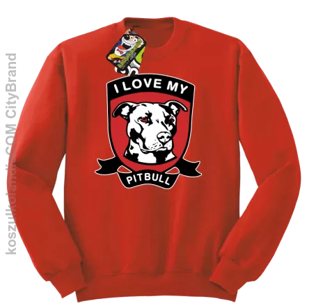 I Love My Pitbull - Bluza standard bez kaptura czerwona 