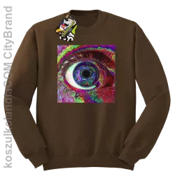 PSYCHODELIC EYE - Bluza męska standard bez kaptura brąz 