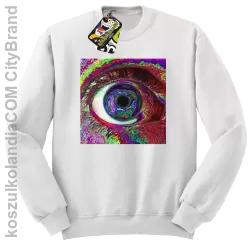 PSYCHODELIC EYE - Bluza męska standard bez kaptura biała 