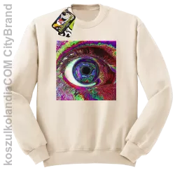 PSYCHODELIC EYE - Bluza męska standard bez kaptura beżowa 