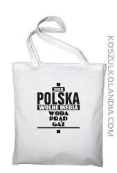 POLSKA WOLNE MEDIA WODA PRĄD GAZ - torba na zakupy - Biały