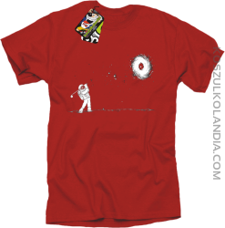 Astro Golfista na księżycu - koszulka męska czerwona 
