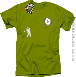 Astro Golfista na księżycu - koszulka męska kiwi 