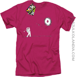 Astro Golfista na księżycu - koszulka męska fuchsia 