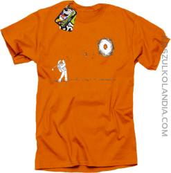 Astro Golfista na księżycu - koszulka męska pomarańcz