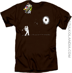 Astro Golfista na księżycu - koszulka męska brązowa 