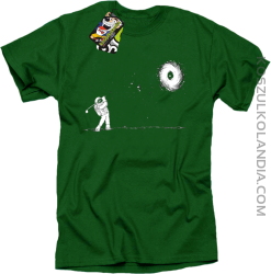 Astro Golfista na księżycu - koszulka męska zielona 