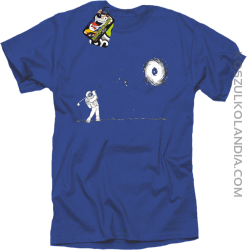 Astro Golfista na księżycu - koszulka męska niebieska 