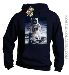 Kosmonauta z deskorolką - Bluza męska z kapturem granat