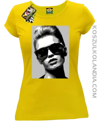 Woman in sunglasses BlackWhite - Koszulka damska żółta