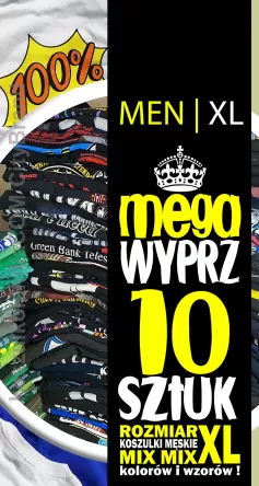 MEGA WYPRZ ! - Koszulki męskie wyprzedaż zestaw 10 sztuk XL mix kolorów i rozmiarów - TYLKO U NAS !