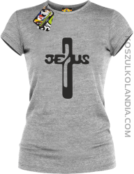 JEZUS w Krzyżu Symbol Vector - Koszulka Damska - Melanż