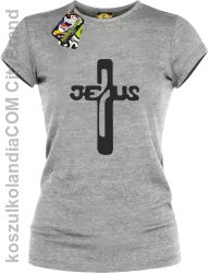 JEZUS w Krzyżu Symbol Vector - Koszulka Damska - Melanż