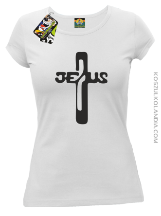 JEZUS w Krzyżu Symbol Vector - Koszulka Damska - Biały