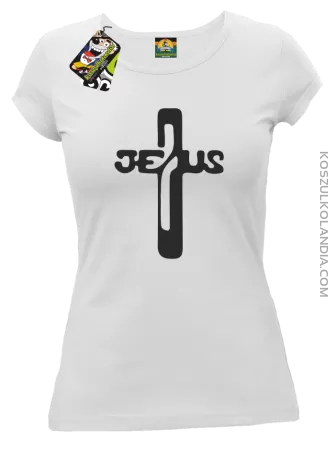 JEZUS w Krzyżu Symbol Vector - Koszulka Damska