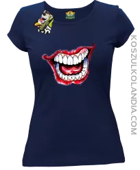 Halloween Jocker Smile Retro - koszulka damska granatowa