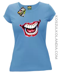 Halloween Jocker Smile Retro - koszulka damska błękitna