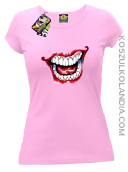 Halloween Jocker Smile Retro - koszulka damska różowa