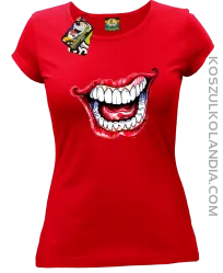 Halloween Jocker Smile Retro - koszulka damska czerwona