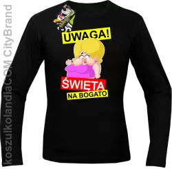 UWAGA Święta na Bogato Różowa Dżoana - Longsleeve męski czarny 