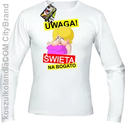 UWAGA Święta na Bogato Różowa Dżoana - Longsleeve męski biały 