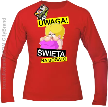 UWAGA Święta na Bogato Różowa Dżoana - Longsleeve męski czerwony 